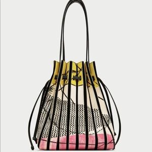 Printed Leather Bucket Bag